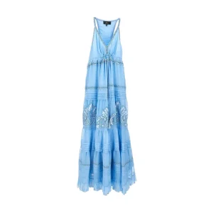 Fashion Abito lungo in crepon ricamato Dresses