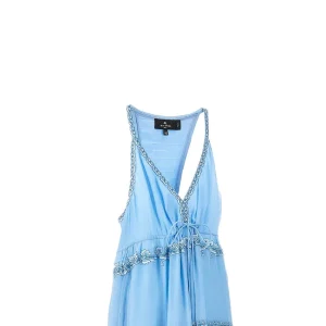 Fashion Abito lungo in crepon ricamato Dresses