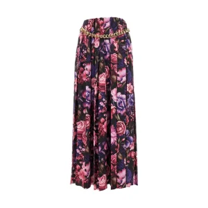 Hot AI Purple Bouquet' satin long skirt Skirts