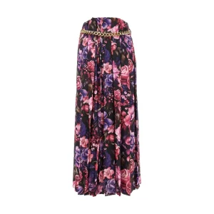 Hot AI Purple Bouquet' satin long skirt Skirts