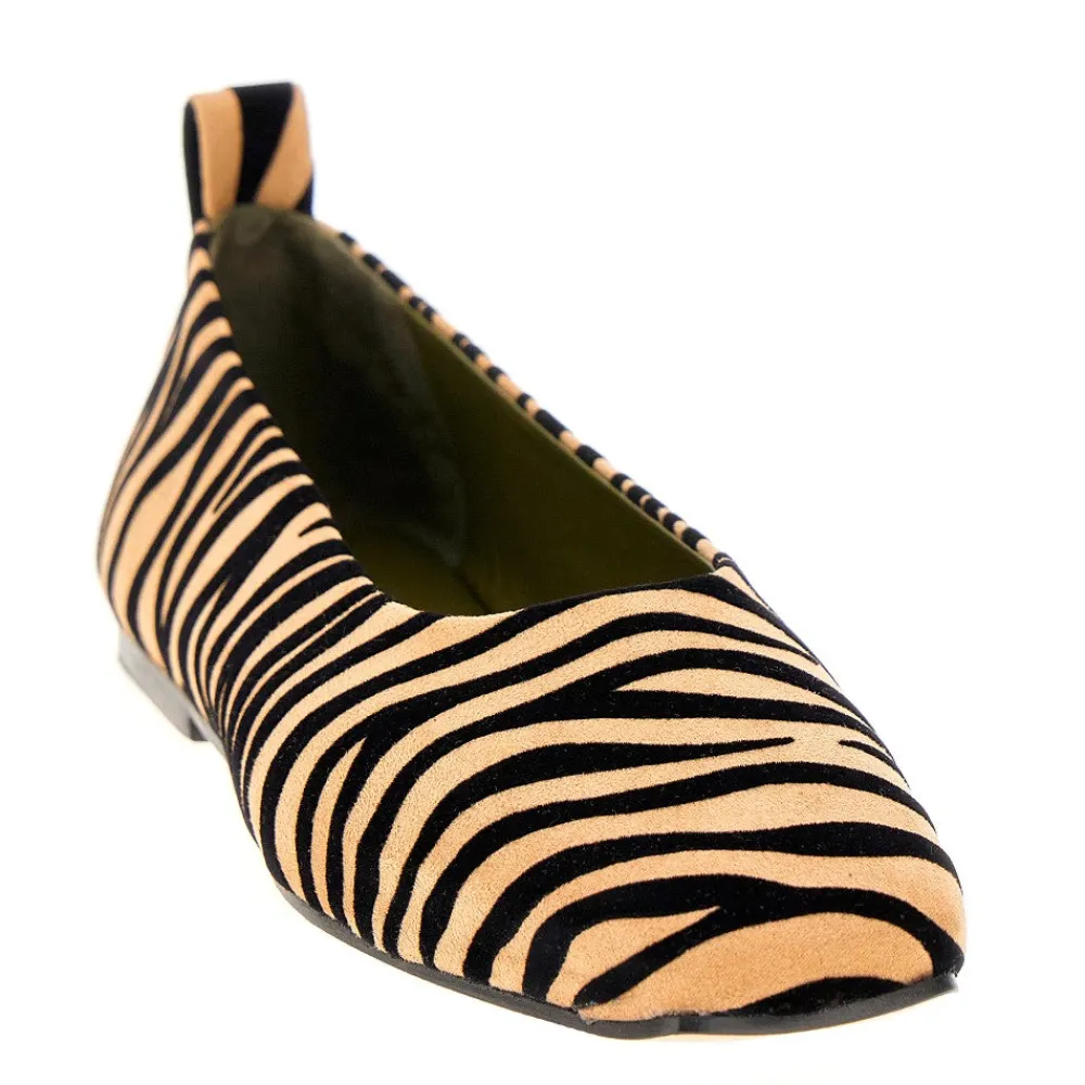 augusta_zebrastriped_sued_1.webp Online Augusta' zebra-striped suedette ballerinas Flat Shoes