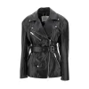 Clearance Belted oversized leather Biker jacket Outerwear