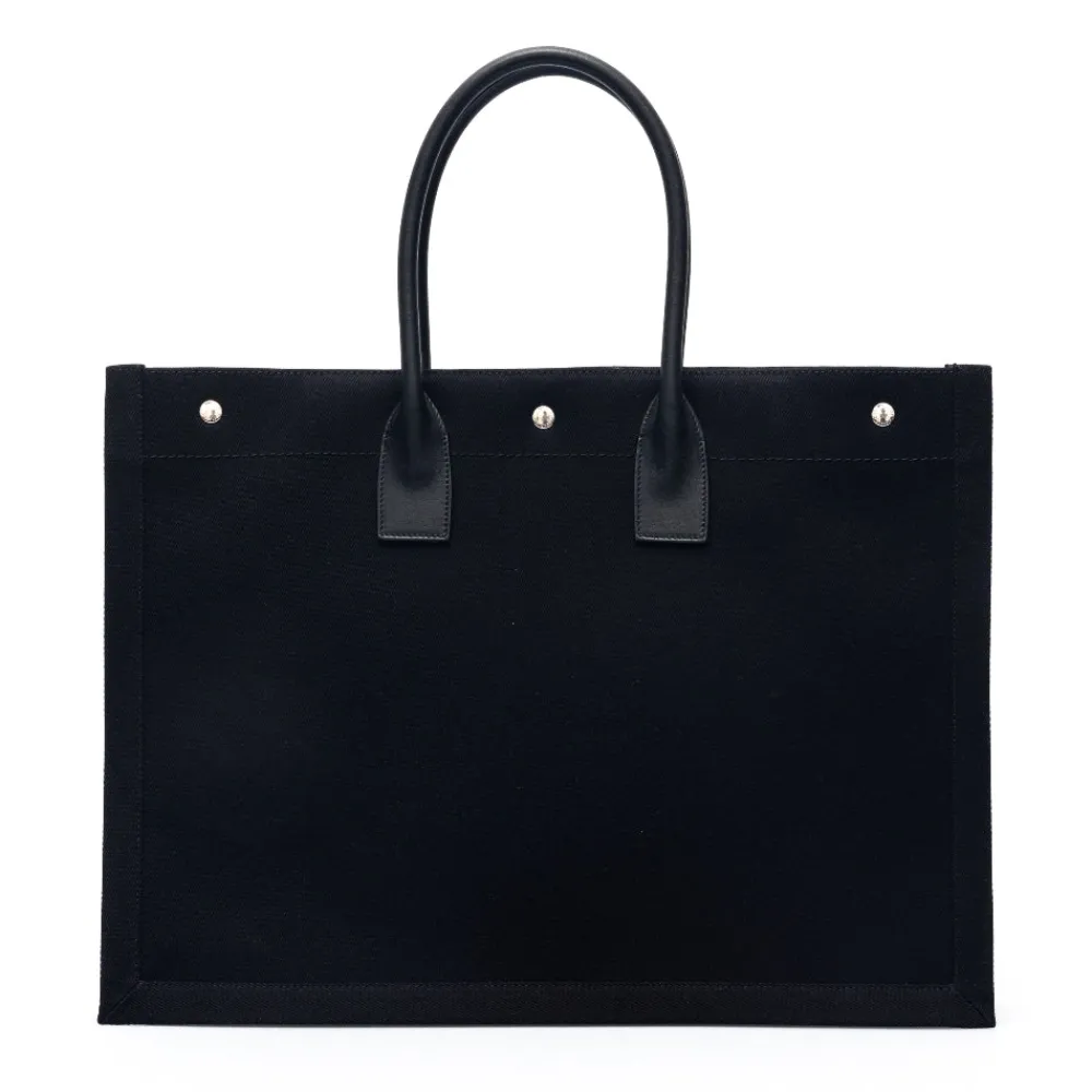 black_tote_bag_with_brand_1.webp Clearance Black tote bag with brand print Shopping Bags