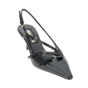 Best Brushed leather slingback pumps with straps Heeled Shoes