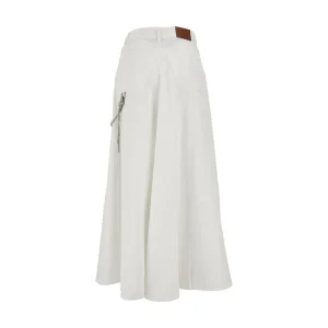 Discount Bull denim maxi skirt with jewelled chain Skirts