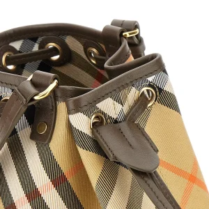 Sale Check fabric bucket bag Shoulder Bags