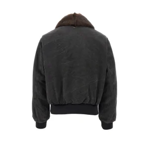 Online Canvas bomber jacket with fur collar Outerwear