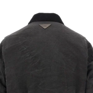 Online Canvas bomber jacket with fur collar Outerwear
