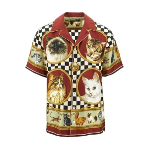Online Cats print silk bowling shirt Shirts