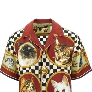 Online Cats print silk bowling shirt Shirts