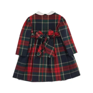 Online Check fabric mini dress with bow Kids Clothing