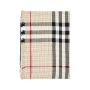 Outlet Check silk and cashmere scarf Scarves