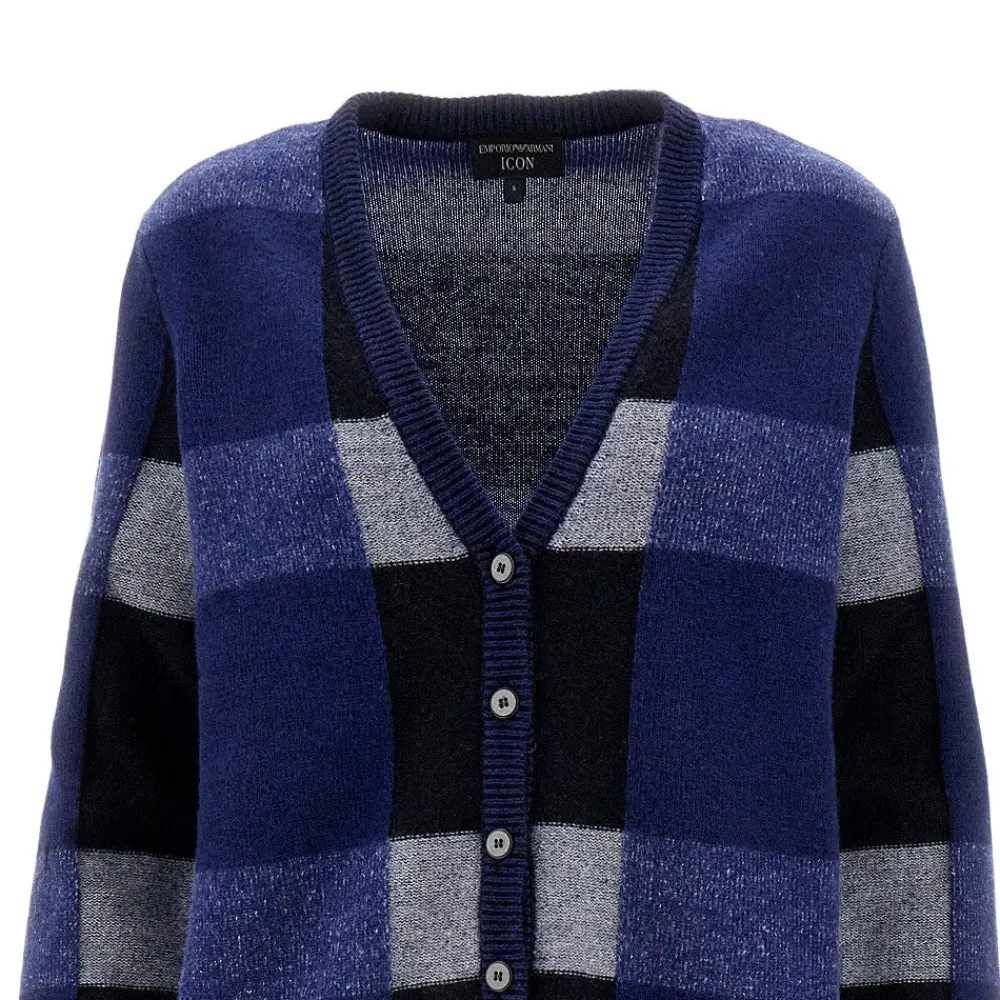 check_wool_and_cashmere_c_1.webp Fashion Check wool and cashmere cardigan Knitwear