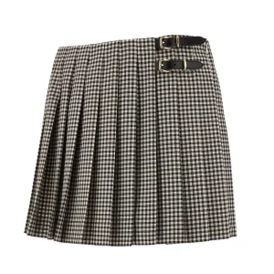 Outlet Check wool mini skirt Skirts