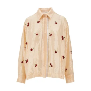 Outlet Cherries embroidery sequinned shirt Shirts