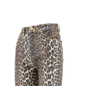 Fashion Coated leopard-print jeans Jeans