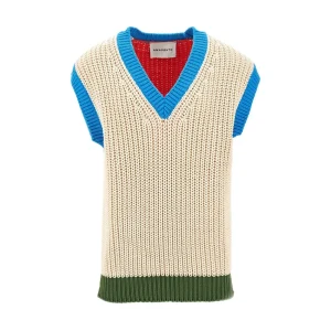 Fashion Color block cotton-blend vest Knitwear