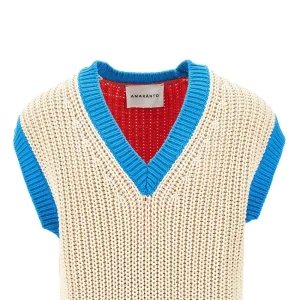 Fashion Color block cotton-blend vest Knitwear