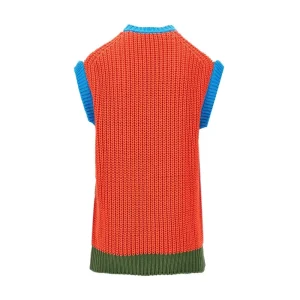 Fashion Color block cotton-blend vest Knitwear