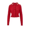 Clearance Cotton cardigan with embroidered collar Knitwear