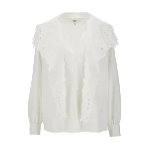 Outlet Cotton shirt with embroidered collar Shirts
