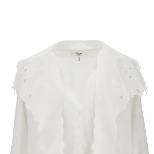 Outlet Cotton shirt with embroidered collar Shirts