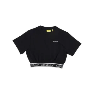 New Cropped T-shirt with elastic logoband Kids Clothing