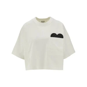 Clearance Cropped T-shirt with Intrecciato heart Tops