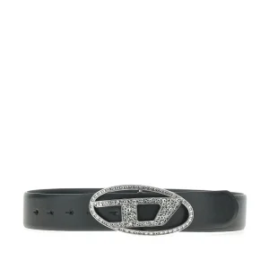 Outlet Crystal-embellished 'Oval D' leather belt Belts