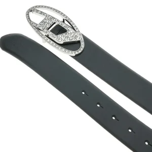 Outlet Crystal-embellished 'Oval D' leather belt Belts