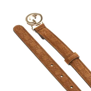 Fashion Debossed GG motif suede leather belt Belts