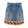 Clearance Denim mini skirt with embroidered hem Skirts