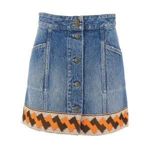 Clearance Denim mini skirt with embroidered hem Skirts