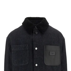 Fashion Denim overshirt with shearling collar Jackets