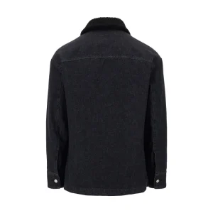 Fashion Denim overshirt with shearling collar Jackets