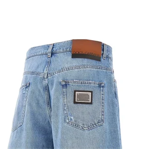 Outlet Denim shorts with logo plate Pants And Shorts