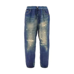 Outlet Denim-print cotton sweatpants Pants And Shorts