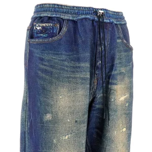 Outlet Denim-print cotton sweatpants Pants And Shorts