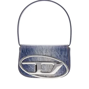 Outlet Denim-print leather 1DR shoulder bag Shoulder Bags