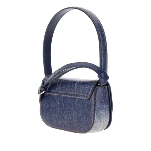 Outlet Denim-print leather 1DR shoulder bag Shoulder Bags