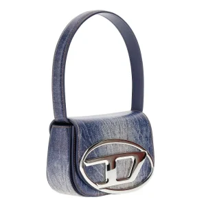Outlet Denim-print leather 1DR shoulder bag Shoulder Bags