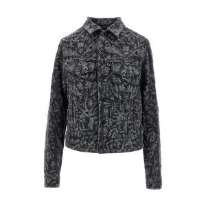 Sale Distressed denim jacket with Tattoo motif Jackets