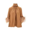 New Double satin blouse with feathers Shirts