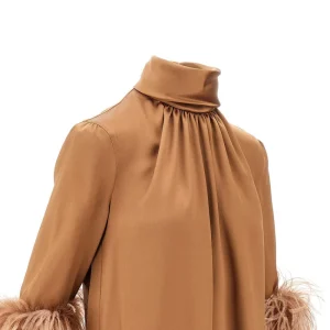 New Double satin blouse with feathers Shirts