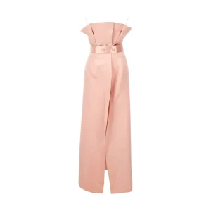 Hot Duchesse long dress with belt Dresses