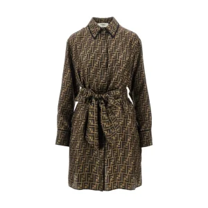 New FF silk mini shirt dress Dresses