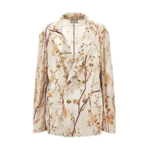 Hot Floral print silk jersey jacket Jackets