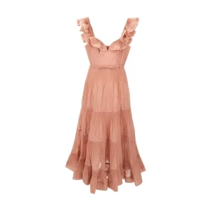 Clearance Frilled pleated midi dress Dresses