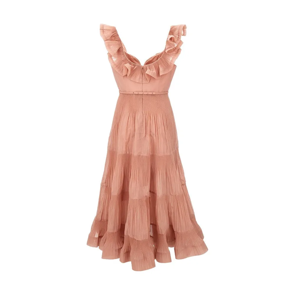frilled_pleated_midi_dres_2.webp Clearance Frilled pleated midi dress Dresses