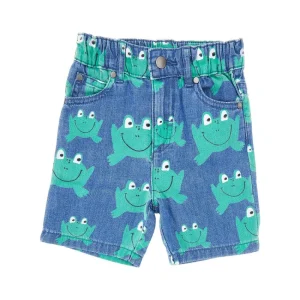 Clearance Frogs print denim shorts Kids/BOY Clothing